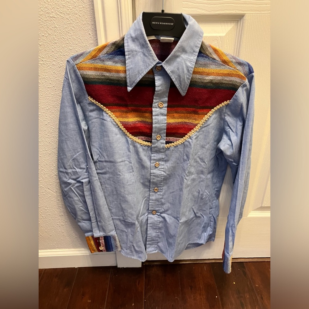 VTG Kennington LTD California Shirt M Rockabilly Western Rainbow Disco Tee 70s